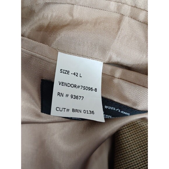 Stafford Mens Blazer Jacket 42L Wool/Silk Blend Beige Tweed 2 Button - Picture 10 of 10